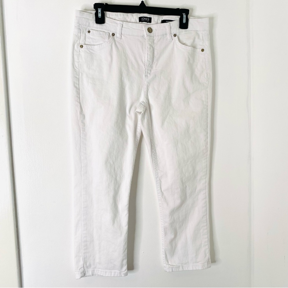 Jones New York Bleecker White Capri Jeans Stretch Mid Rise Cropped Denim Pants